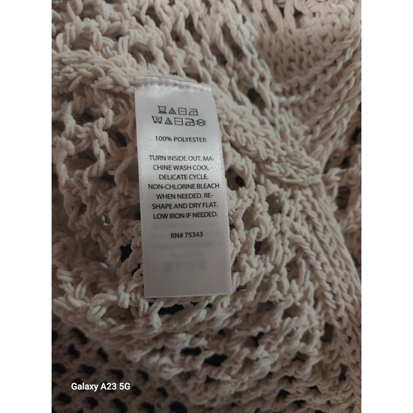 Artelier Nicole Miller Beige Open-Knit Hooded Sweater Boho Sz XS - Picture 8 of 8